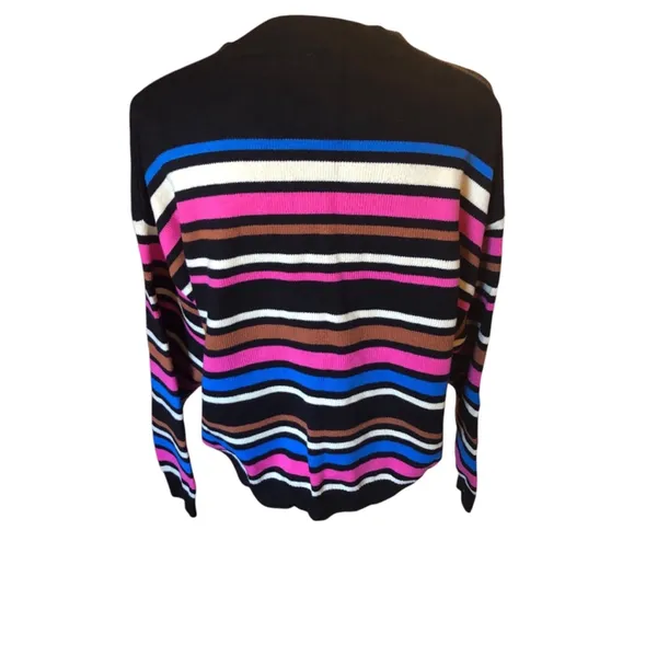 Women's Striped Sweater, M, Multicolor Black Size M - Image 4
