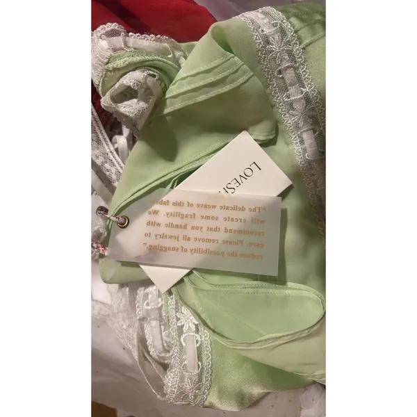 LoveShackFancy Sunny Lace Trimmed Pintucked Camisole light green - Image 7