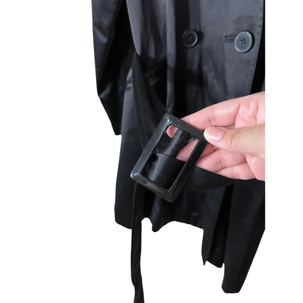 American Living Women's Black Double‎ Breasted Trench Coat Belted Size M - Image 4