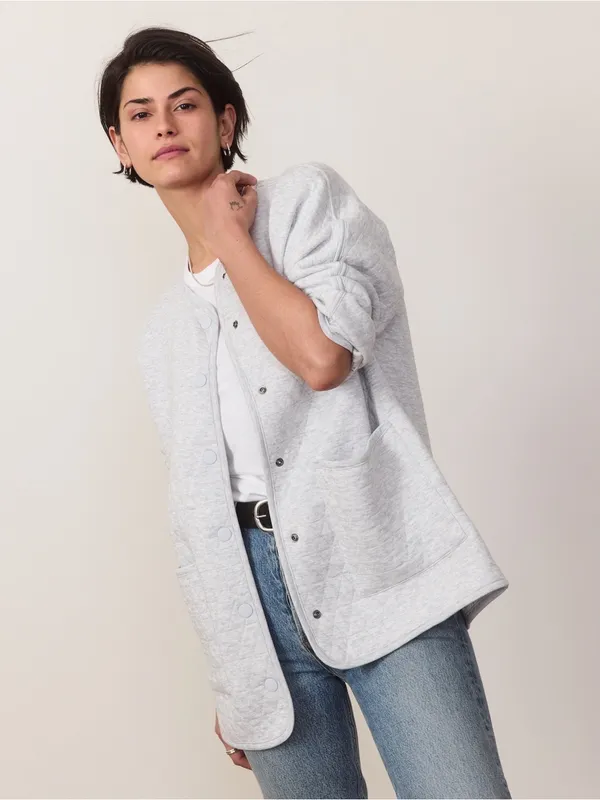 Marine Layer Corbet Quilted Liner Jacket Gray Heather Medium M NWT Collarless - Image 2