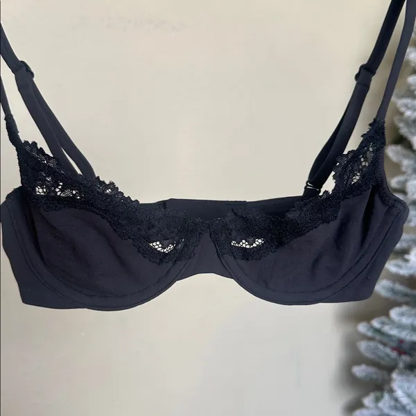 Skims Fits Everybody unlined underwire Lace Scoop Bra Onyx Black NWT 30B - Image 4