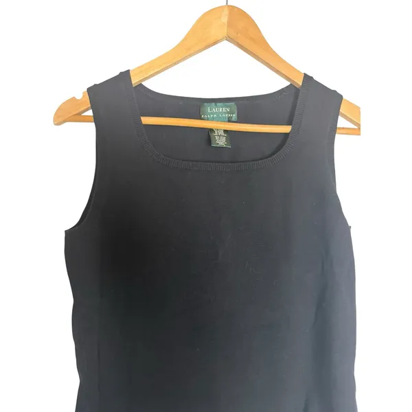 Lauren Ralph Lauren Black Cotton Knit Sleeveless Scoop Neck Pullover Sweater S - Image 2