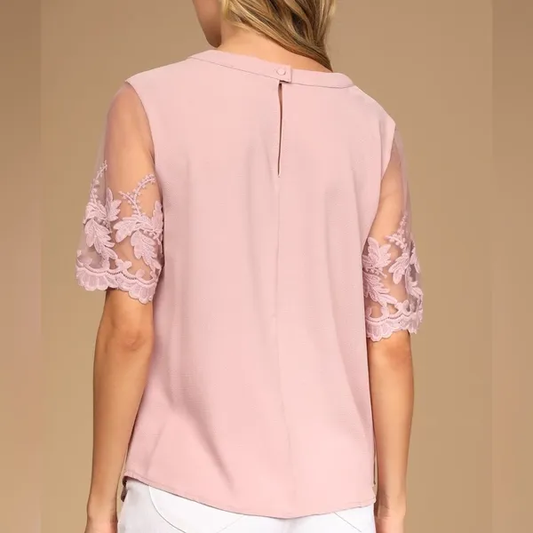 Lulus Lisa Marie Mauve Pink Embroidered Top - Image 3