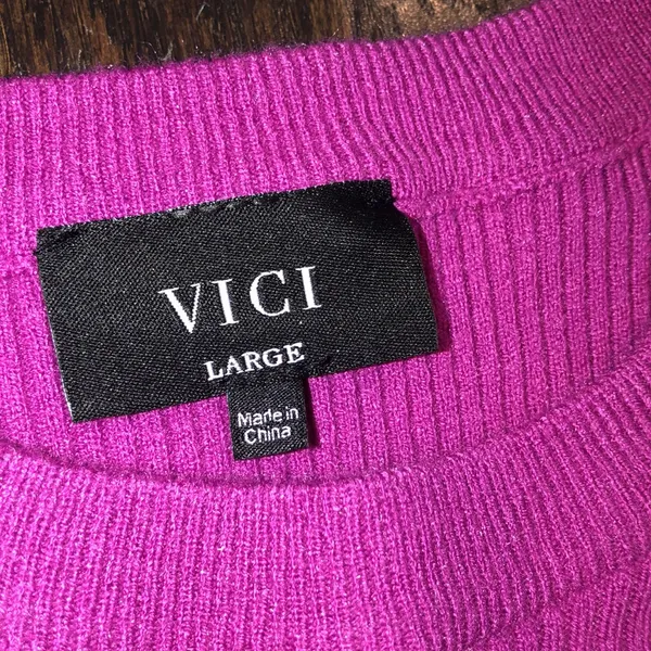 VICI Magenta Ribbed Bodycon Long Sleeve Dress size large - Image 4