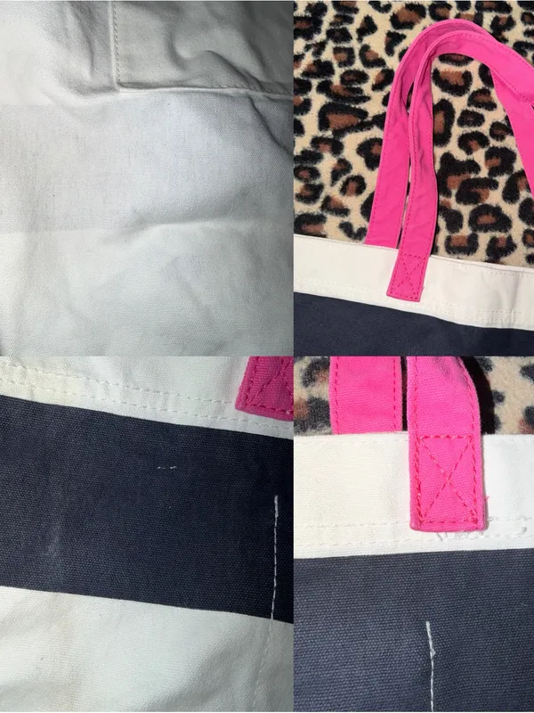 2000s vintage style abercrombie & fitch striped tote bag with pink moose & strap - Image 5