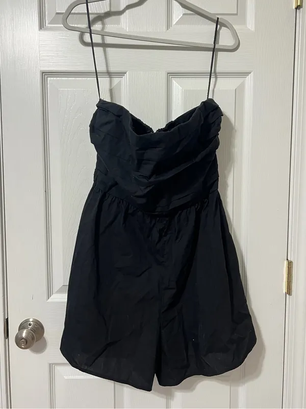 Abercrombie & Fitch Emerson Ruched Strapless Romper Size Large Black - Image 3
