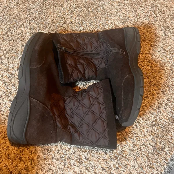 Lands' End Suede Winter Boots Quilted Warm Casual Ankle‎ Booties Size 9 - Image 5