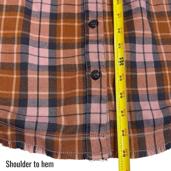 Free People‎ Cozy Dream Flannel Buttondown Oversized Raw Hem Feminine Outdoors L - Image 11