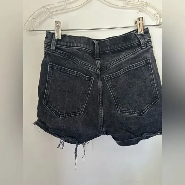 Abercrombie & Fitch High Rise 4" Denim Short Size 00 Black Distressed - Image 8