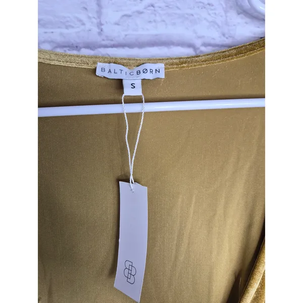Baltic Born Katelyn Velvet Maxi Wrap Dress S Gold Mustard Wedding Guest Formal - Image 6