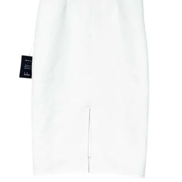NWT Lulus Guessing Game Sleeveless Square Neck Bodycon Knee Length Dress M White - Image 8