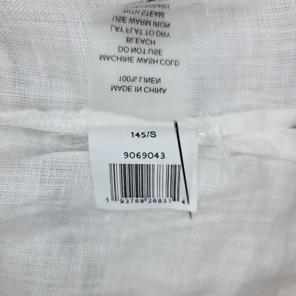 Vince Camuto White Linen Blend 3/4 Sleeve Button Down Top Womens‎ Size S - Image 9