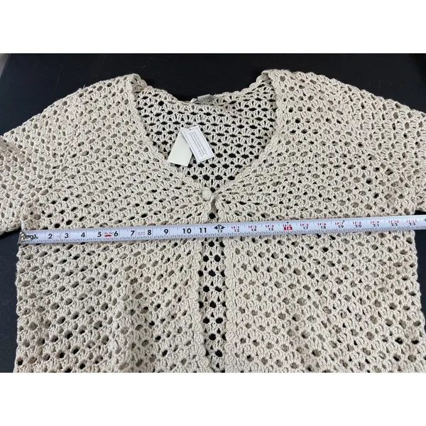 VTG CJ Bank Beige Open Knit Hand Crochet 2X Top NWT Beachy Coastal READ - Image 11