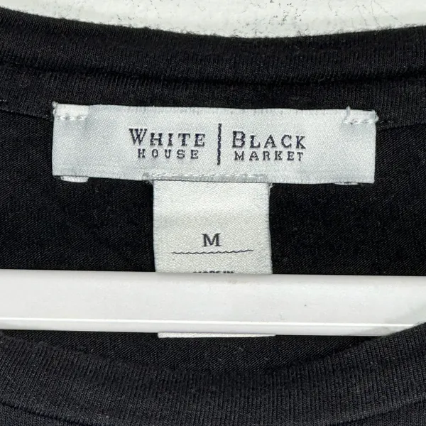 White House Black Market‎ Black Bell Sleeve Long Sleeve Top Crew Neck Medium - Image 3