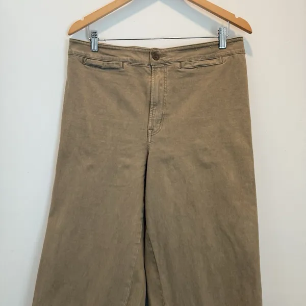 Madewell Pants Womens Size 31 Drill Khaki The Emmett Wide Leg Crop Welt Pocket - Image 5