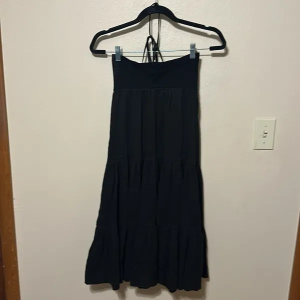Theory Melcia black linen halter tiered cover‎ up dress One Size Fits Most - Image 7