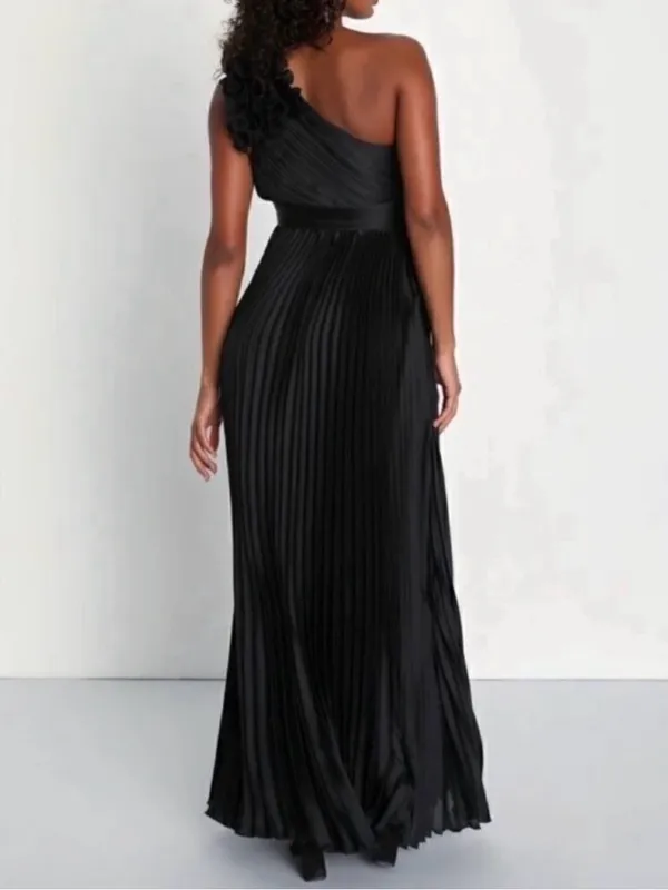 Lulu's One Shoulder Black Maxi Dress(Size XS) - Image 2