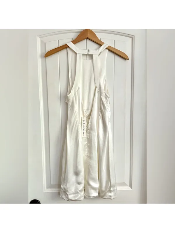 NWT For Love and Lemons Lucy White Satin Open Back Mini Dress size M - Image 10