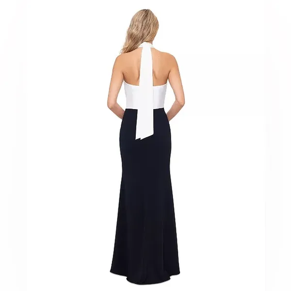 Betsy‎ & Adam Women's Flower-Trim Sleeveless Gown BLACK WHITE NWT SIZE 8 - Image 2