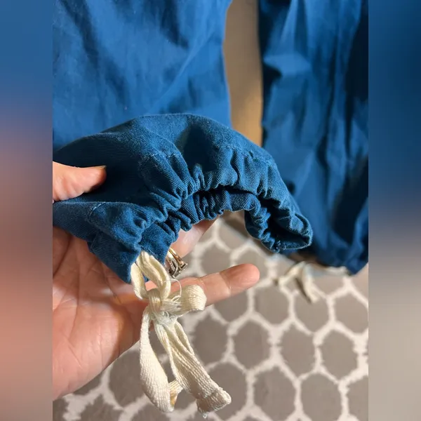 Urban Outfitters Blue Jogger Pants denim blue elastic baggy drawstring ankle Y2K - Image 13
