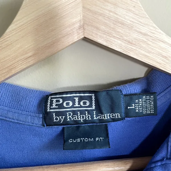 polo by ralph lauren blue label collared shirt blue custom‎ fit women's L pony - Image 4