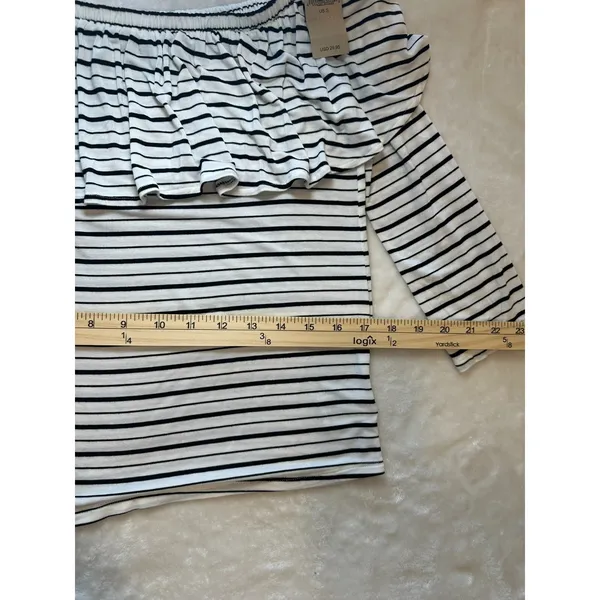 American Eagle Size-S Women's Striped Off The‎ Shoulder Top 3/4 Sleeve Shirt - Image 5