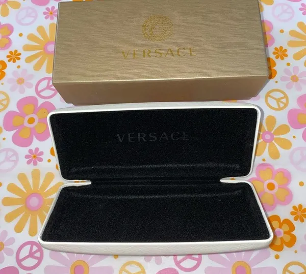 Versace Hard Eyeglass Case, Off-White + Gold Branded Box - Image 3