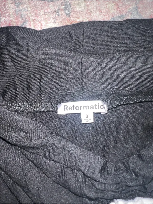 Reformation Emerald Knit Top in Black with Ivory Rosette Size S - Image 12