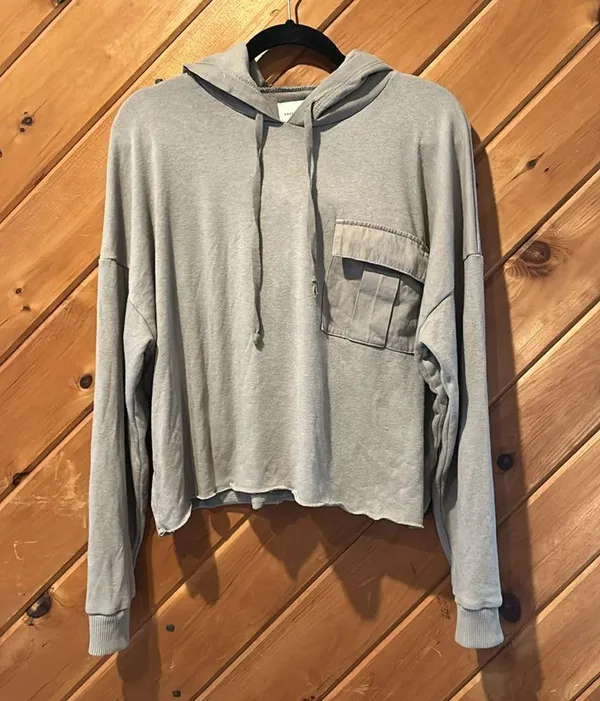 American eagle pocket crop hooded army green sweatshirt - Image 3