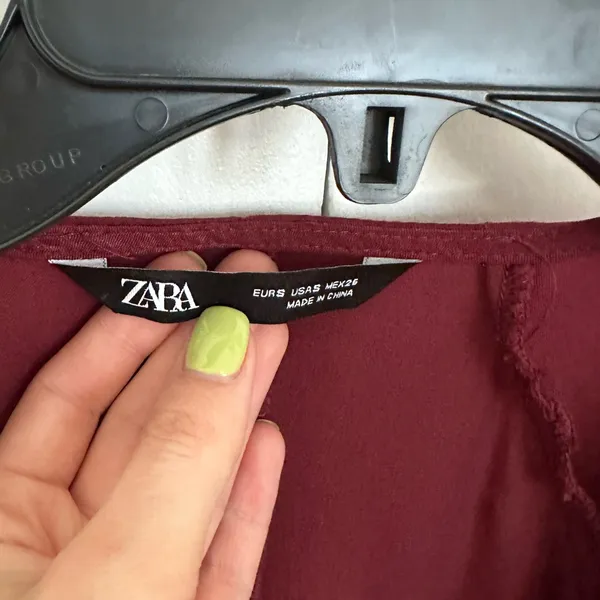 Zara burgundy colored satin/silk mini dress • Sz S - Image 3