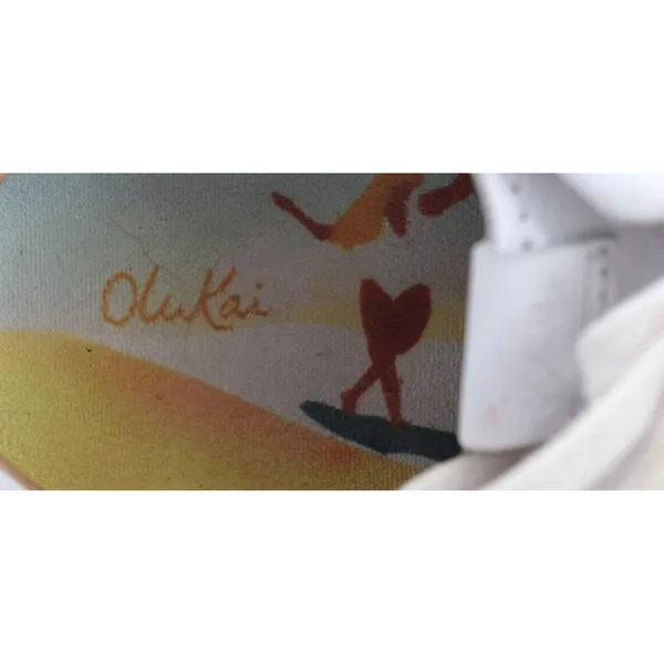 OluKai‎ Pehuea Li Leather Sneakers Womens 8 White Lace Up Casual Low Top - Image 5