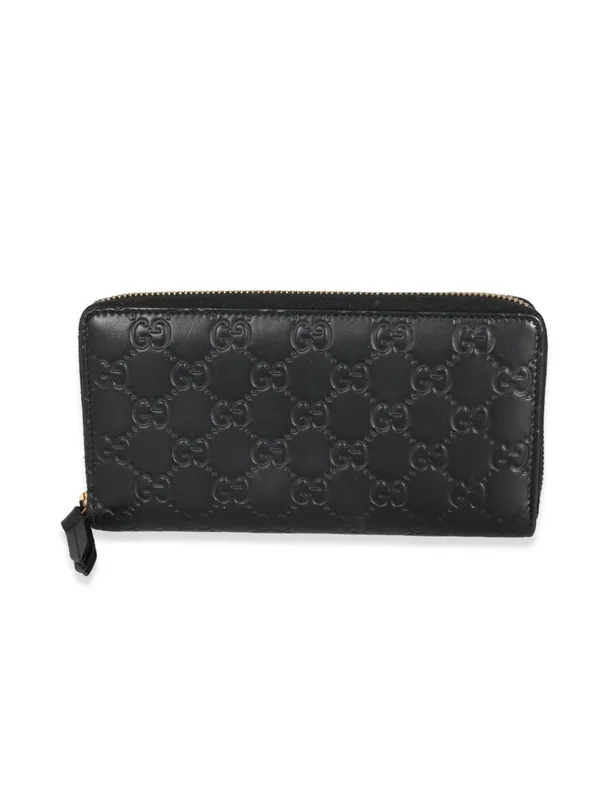 Gucci Black Embossed GG Zip Wallet with Gold Hardware - Image 3