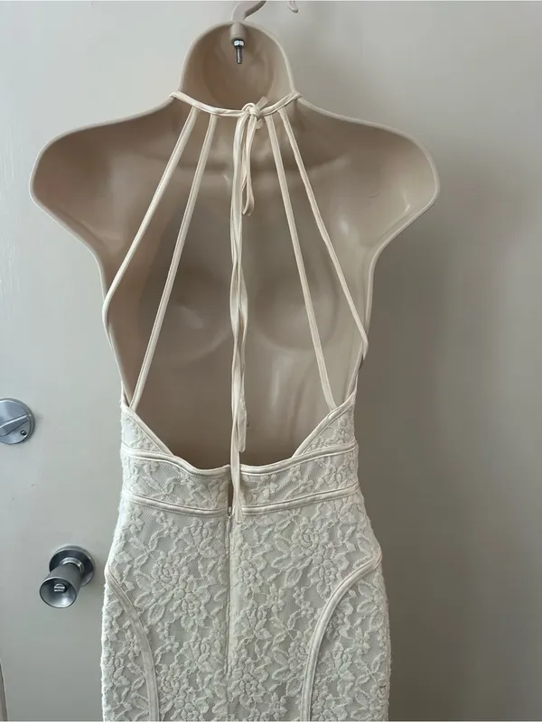 Xscape White Lace Halter Maxi Dress - Image 7