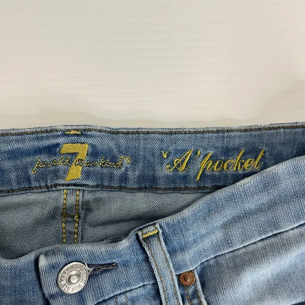 7 For All Mankind Womens Light Wash A Pocket Flare Leg Trouser Jeans Denim Sz 28 - Image 3