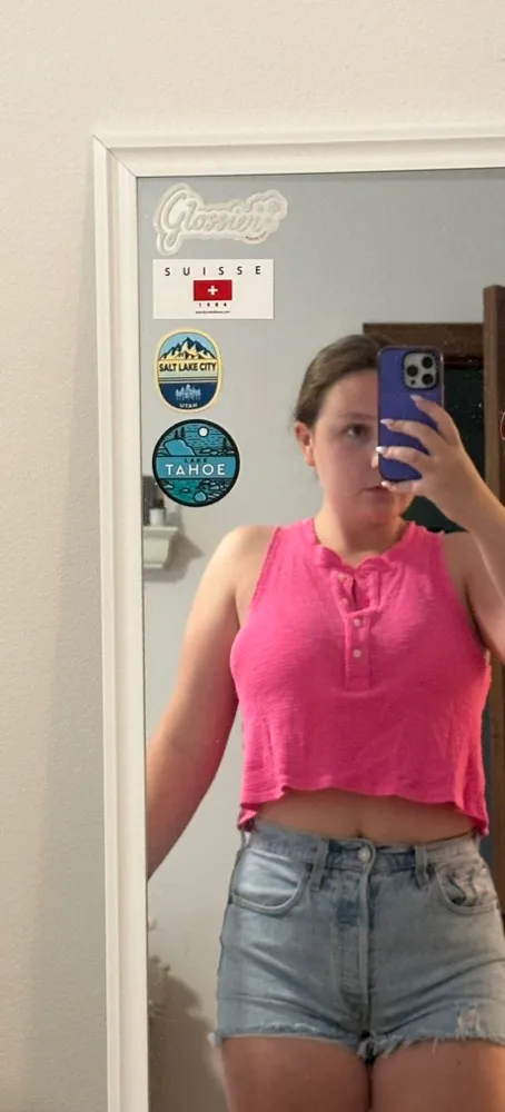 Aerie Waffle Tank Top Pink - Image 3