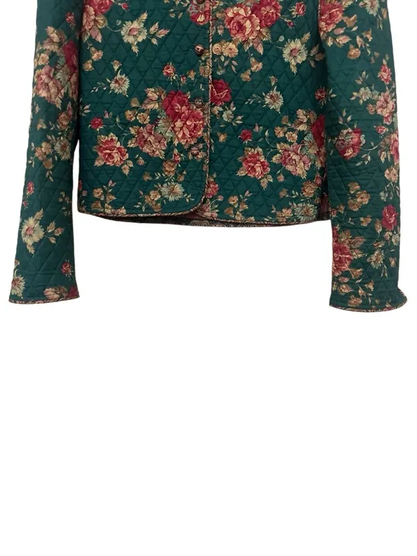 Vintage Vera Bradley Greenbriar Quilted Floral Cotton Crop Jacket Size L - Image 3
