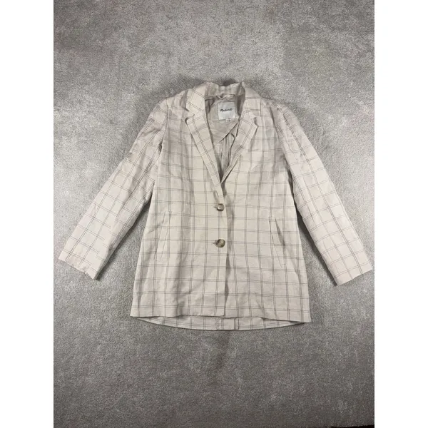 Madewell Dorset Blazer Windowpane Size S Minimalist‎ Oversized Linen - Image 3