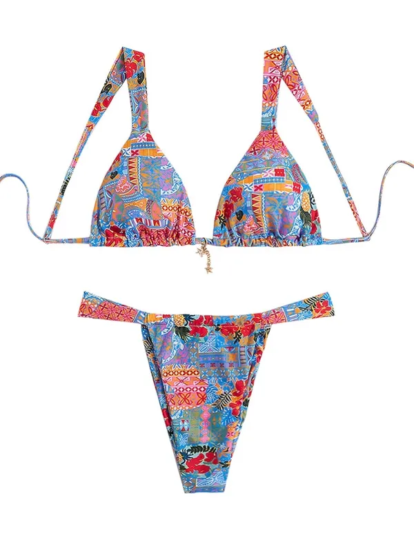 Tropical Floral Bikini Blue - Image 6