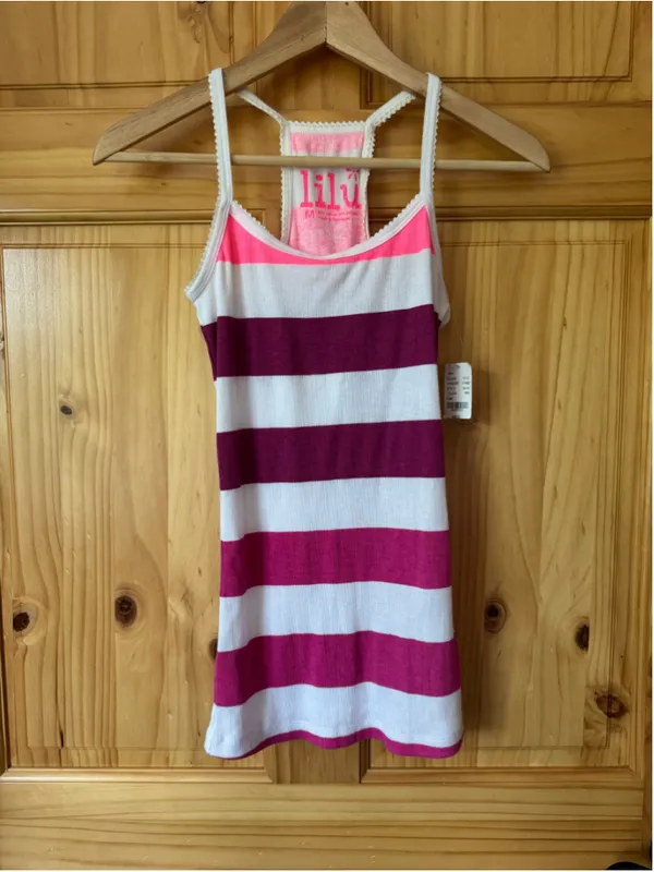 Vintage Y2K Lilu Pink & White Stripe Tank size medium - Image 2