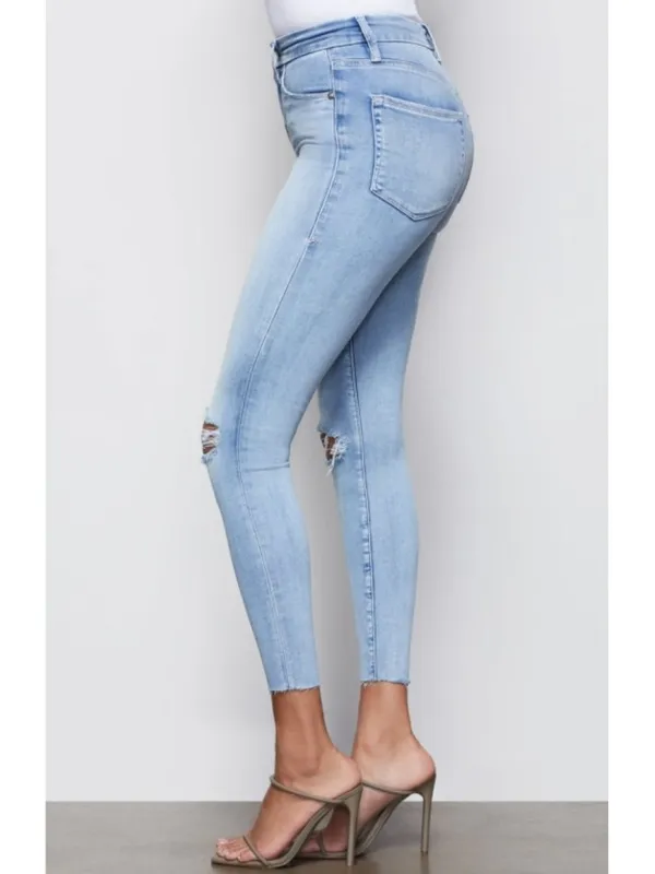 Good American Good Waist Crop Raw Edge Blue352 Ripped Distressed High-Rise Waist - Image 3