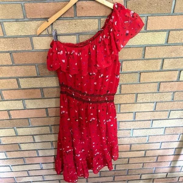 Joie Hafsa Silk Dress Size Matador Red Womens One Shoulder Asymmetrical Size XS - Image 5