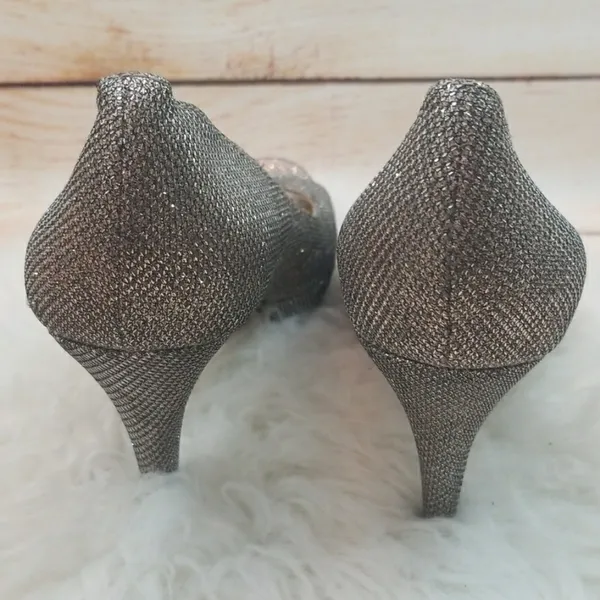 Enzo Angiolini silver sparkle peep toe platform - Image 5