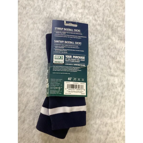 DSG Stirrup and Sanitary‎ Baseball Socks Combo Pack Navy White Size Medium W/M - Image 3