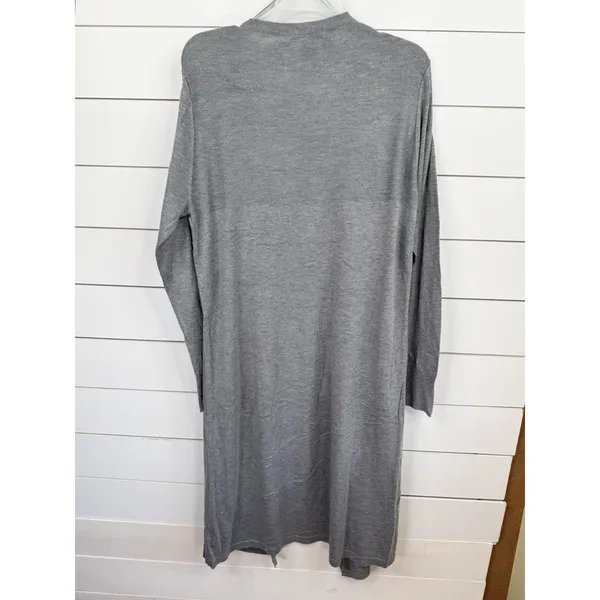 CHELSEA & THEODORE Cardigan Duster Sz L Mist Grey Heather Open Front Long Sleeve - Image 2