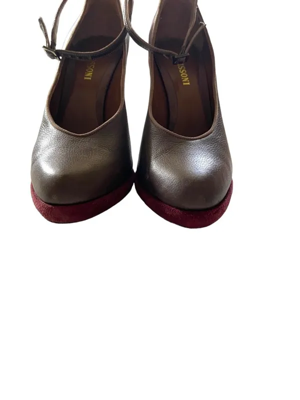 Missoni Designer Leather Ankle Strap Pumps Brown Size 38 Quiet Luxury Boho Glam - Image 4