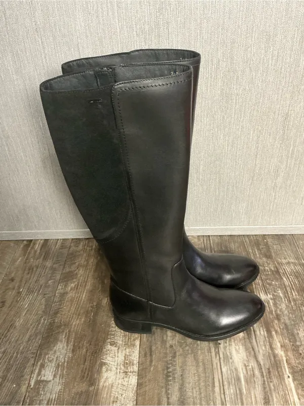 Geox Black Over-the-Knee Leather Riding Boots Size 7 - Image 10