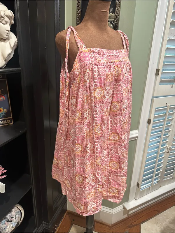 Savanna Jane Pink Multi‑Floral Patchwork Mini Dress – Size Medium White - Image 4