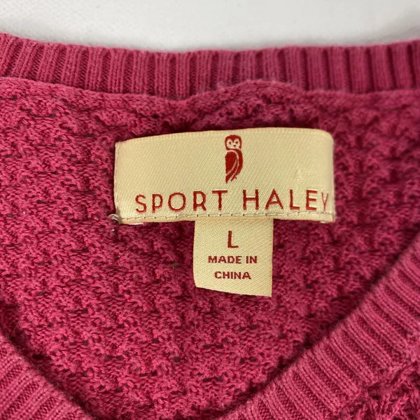 Sport Haley Sweater Womens Large‎ Pink 100% Pima Cotton V Neck Knit Pullover - Image 4