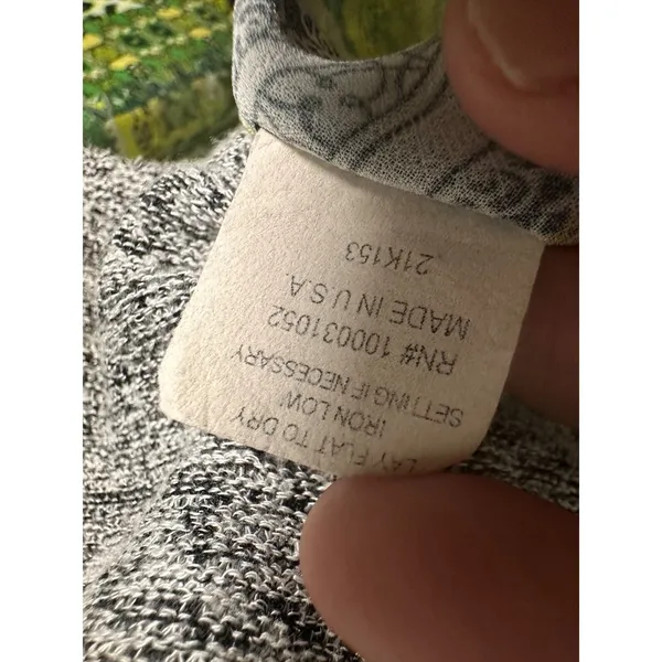 Poeme by‎ Citron XL Mixed Media Patchwork Tunic Top Gray Green High Low USA - Image 4