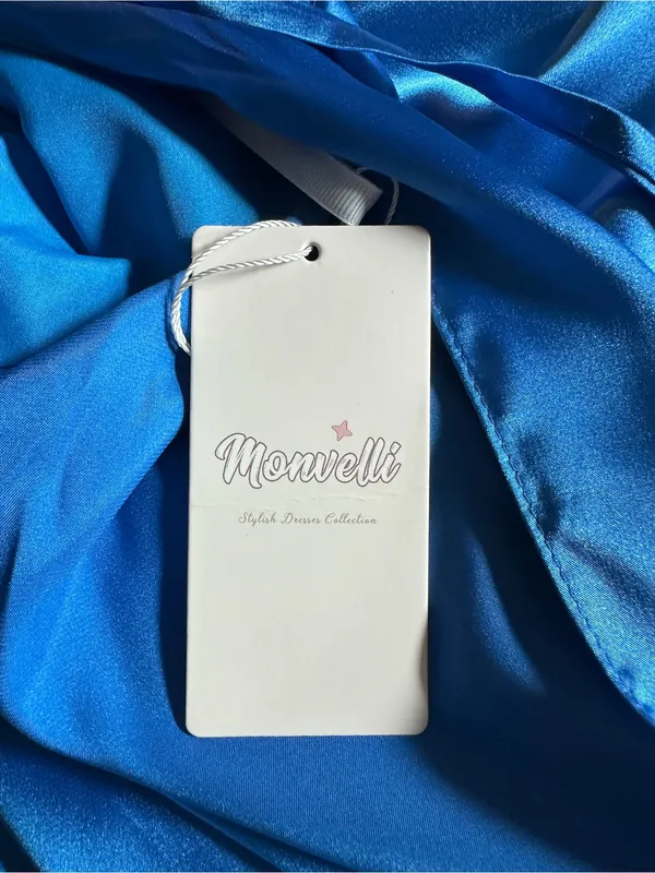 Monvelli Satin Maxi Slip Dress Blue Size 4 NWT - Image 9